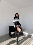 Kadın Uzun Kollu Zigzag Desen Triko Elbise resmi